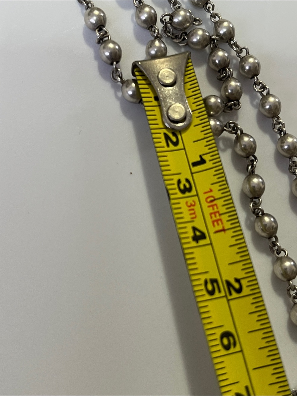 Religious Silver-Tone Rosary Necklace with Crucifix - Picture 7 of 9